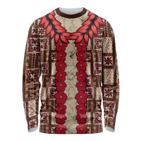 Samoa Siapo Long Sleeve Shirt Tapa Pattern Mix Ula Fala Hibiscus - Wonder Print Shop