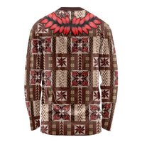Samoa Siapo Long Sleeve Shirt Tapa Pattern Mix Ula Fala Hibiscus - Wonder Print Shop