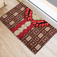 Samoa Siapo Rubber Doormat Tapa Pattern Mix Ula Fala Hibiscus - Wonder Print Shop