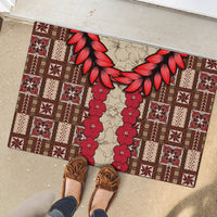 Samoa Siapo Rubber Doormat Tapa Pattern Mix Ula Fala Hibiscus - Wonder Print Shop