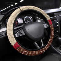 Samoa Siapo Steering Wheel Cover Tapa Pattern Mix Ula Fala Hibiscus - Wonder Print Shop