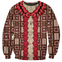 Samoa Siapo Sweatshirt Tapa Pattern Mix Ula Fala Hibiscus - Wonder Print Shop