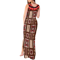 Samoa Siapo Tank Maxi Dress Tapa Pattern Mix Ula Fala Hibiscus - Wonder Print Shop