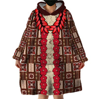 Samoa Siapo Wearable Blanket Hoodie Tapa Pattern Mix Ula Fala Hibiscus - Wonder Print Shop