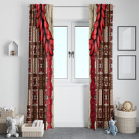 Samoa Siapo Window Curtain Tapa Pattern Mix Ula Fala Hibiscus - Wonder Print Shop