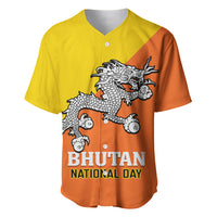 Personalised Bhutan National Day Baseball Jersey Coat Of Arms Mix Flag Style - Wonder Print Shop