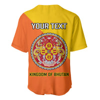 Personalised Bhutan National Day Baseball Jersey Coat Of Arms Mix Flag Style - Wonder Print Shop