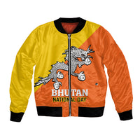 Personalised Bhutan National Day Bomber Jacket Coat Of Arms Mix Flag Style - Wonder Print Shop