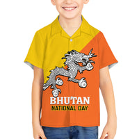 Personalised Bhutan National Day Family Matching Summer Maxi Dress and Hawaiian Shirt Coat Of Arms Mix Flag Style - Wonder Print Shop