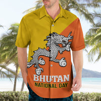 Personalised Bhutan National Day Hawaiian Shirt Coat Of Arms Mix Flag Style - Wonder Print Shop