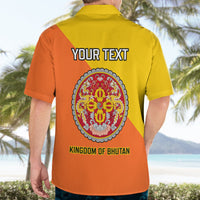 Personalised Bhutan National Day Hawaiian Shirt Coat Of Arms Mix Flag Style - Wonder Print Shop