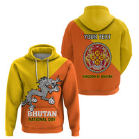 Personalised Bhutan National Day Hoodie Coat Of Arms Mix Flag Style - Wonder Print Shop