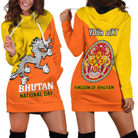Personalised Bhutan National Day Hoodie Dress Coat Of Arms Mix Flag Style - Wonder Print Shop
