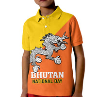 Personalised Bhutan National Day Kid Polo Shirt Coat Of Arms Mix Flag Style - Wonder Print Shop