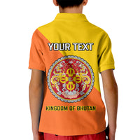 Personalised Bhutan National Day Kid Polo Shirt Coat Of Arms Mix Flag Style - Wonder Print Shop