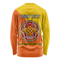 Personalised Bhutan National Day Long Sleeve Shirt Coat Of Arms Mix Flag Style - Wonder Print Shop