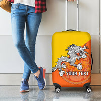 Personalised Bhutan National Day Luggage Cover Coat Of Arms Mix Flag Style - Wonder Print Shop