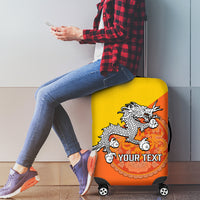 Personalised Bhutan National Day Luggage Cover Coat Of Arms Mix Flag Style - Wonder Print Shop