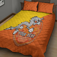 Personalised Bhutan National Day Quilt Bed Set Coat Of Arms Mix Flag Style - Wonder Print Shop