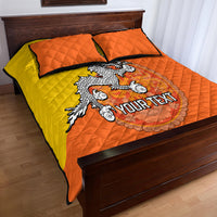 Personalised Bhutan National Day Quilt Bed Set Coat Of Arms Mix Flag Style - Wonder Print Shop