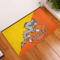 Personalised Bhutan National Day Rubber Doormat Coat Of Arms Mix Flag Style - Wonder Print Shop