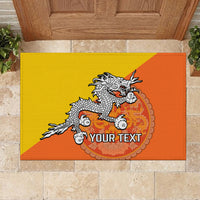Personalised Bhutan National Day Rubber Doormat Coat Of Arms Mix Flag Style - Wonder Print Shop
