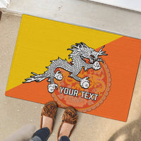 Personalised Bhutan National Day Rubber Doormat Coat Of Arms Mix Flag Style - Wonder Print Shop