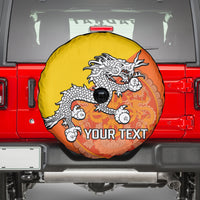Personalised Bhutan National Day Spare Tire Cover Coat Of Arms Mix Flag Style - Wonder Print Shop