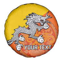 Personalised Bhutan National Day Spare Tire Cover Coat Of Arms Mix Flag Style - Wonder Print Shop