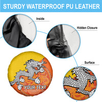 Personalised Bhutan National Day Spare Tire Cover Coat Of Arms Mix Flag Style - Wonder Print Shop