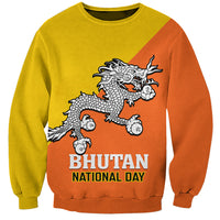 Personalised Bhutan National Day Sweatshirt Coat Of Arms Mix Flag Style - Wonder Print Shop