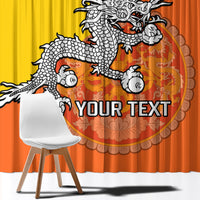 Personalised Bhutan National Day Window Curtain Coat Of Arms Mix Flag Style - Wonder Print Shop