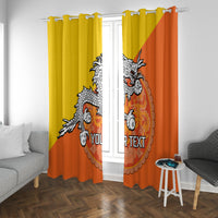 Personalised Bhutan National Day Window Curtain Coat Of Arms Mix Flag Style - Wonder Print Shop