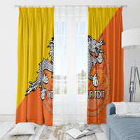 Personalised Bhutan National Day Window Curtain Coat Of Arms Mix Flag Style - Wonder Print Shop