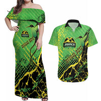 Custom Jamaica Football Couples Matching Off Shoulder Maxi Dress and Hawaiian Shirt Come On Reggae Boyz Red-billed streamertail - Wonder Print Shop