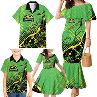 Custom Jamaica Football Family Matching Mermaid Dress and Hawaiian Shirt Come On Reggae Boyz Red-billed streamertail - Wonder Print Shop