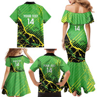 Custom Jamaica Football Family Matching Mermaid Dress and Hawaiian Shirt Come On Reggae Boyz Red-billed streamertail - Wonder Print Shop