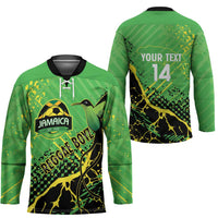 Custom Jamaica Football Hockey Jersey Come On Reggae Boyz Red-billed streamertail - Wonder Print Shop