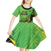 Custom Jamaica Football Kid Short Sleeve Dress Come On Reggae Boyz Red-billed streamertail - Wonder Print Shop