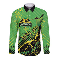 Custom Jamaica Football Long Sleeve Button Shirt Come On Reggae Boyz Red-billed streamertail - Wonder Print Shop