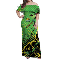 Custom Jamaica Football Off Shoulder Maxi Dress Come On Reggae Boyz Red-billed streamertail - Wonder Print Shop