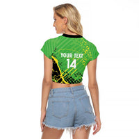 Custom Jamaica Football Raglan Cropped T Shirt Come On Reggae Boyz Red-billed streamertail - Wonder Print Shop