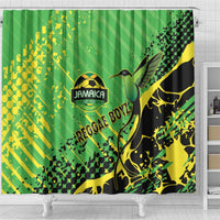 Jamaica Football Shower Curtain Come On Reggae Boyz Red-billed streamertail - Wonder Print Shop