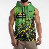Custom Jamaica Football Sleeveless Zip Hoodie Come On Reggae Boyz Red-billed streamertail - Wonder Print Shop