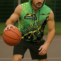 Custom Jamaica Football Sleeveless Zip Hoodie Come On Reggae Boyz Red-billed streamertail - Wonder Print Shop