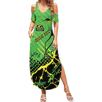 Custom Jamaica Football Summer Maxi Dress Come On Reggae Boyz Red-billed streamertail - Wonder Print Shop