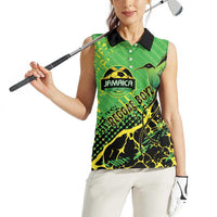 Custom Jamaica Football Women Sleeveless Polo Shirt Come On Reggae Boyz Red-billed streamertail - Wonder Print Shop