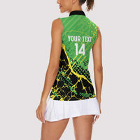 Custom Jamaica Football Women Sleeveless Polo Shirt Come On Reggae Boyz Red-billed streamertail - Wonder Print Shop