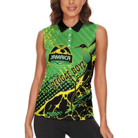 Custom Jamaica Football Women Sleeveless Polo Shirt Come On Reggae Boyz Red-billed streamertail - Wonder Print Shop