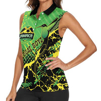 Custom Jamaica Football Women Sleeveless Polo Shirt Come On Reggae Boyz Red-billed streamertail - Wonder Print Shop